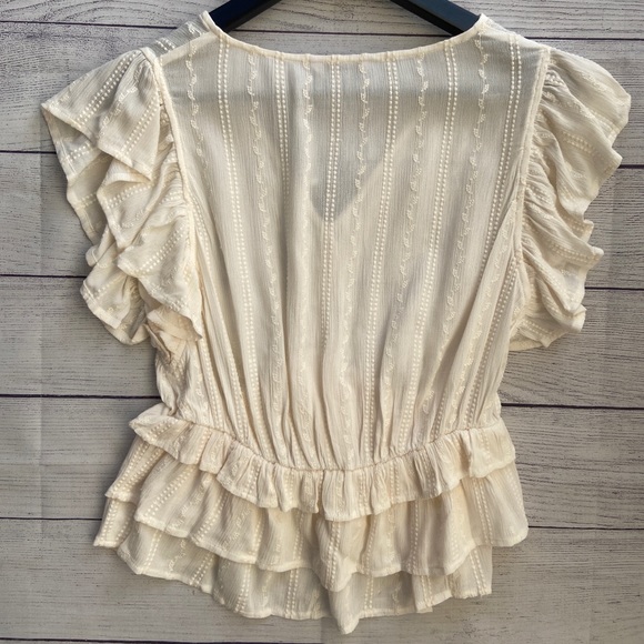 EXPRESS Tiered Ruffle Embroidered Top - Picture 9 of 11